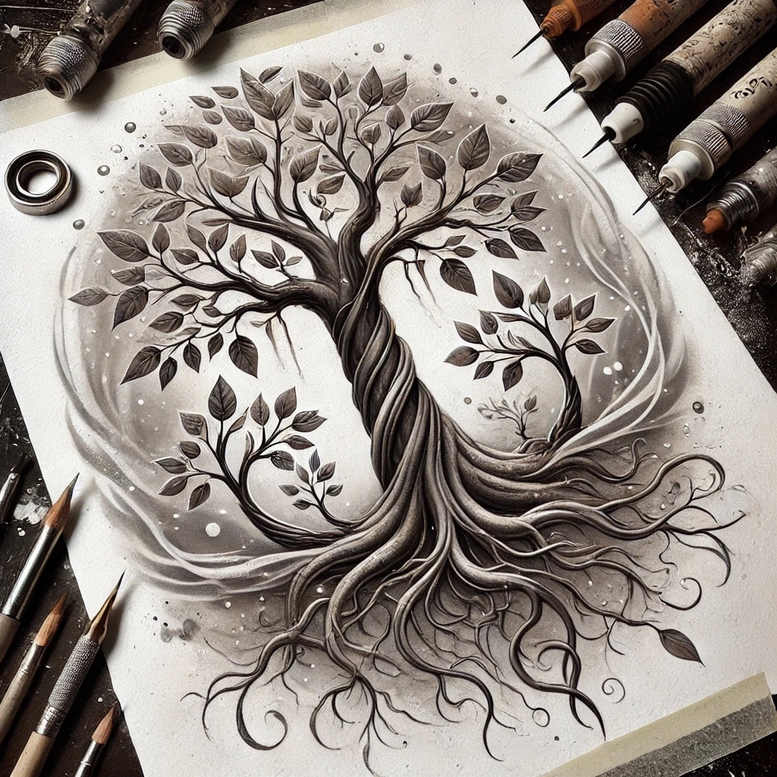 Drzewa - Free tattoo design ideas ai genereted - inkby.ai