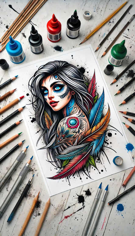 Postacie. - Free tattoo design ideas ai genereted - inkby.ai