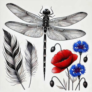 Motyle ćmy ważki - Free tattoo design ideas ai genereted - inkby.ai