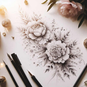 Delikatne kwiaty - Free tattoo design ideas ai genereted - inkby.ai