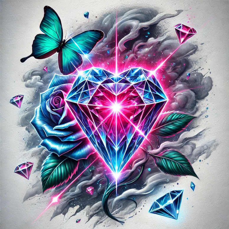 Korony i diamenty - Free tattoo design ideas ai genereted - inkby.ai