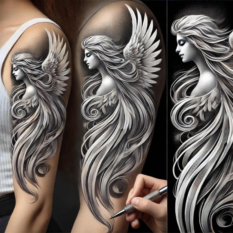 Anioły - Free tattoo design ideas ai genereted - inkby.ai