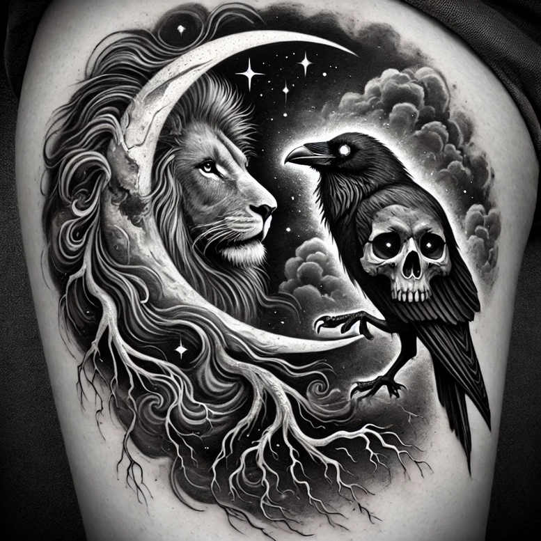 Kruki i wrony - Free tattoo design ideas ai genereted - inkby.ai