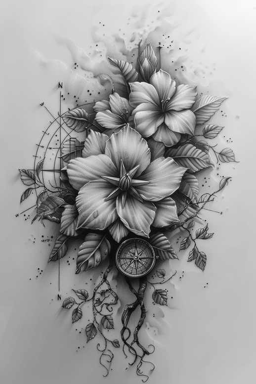 Delikatne kwiaty - Free tattoo design ideas ai genereted - inkby.ai