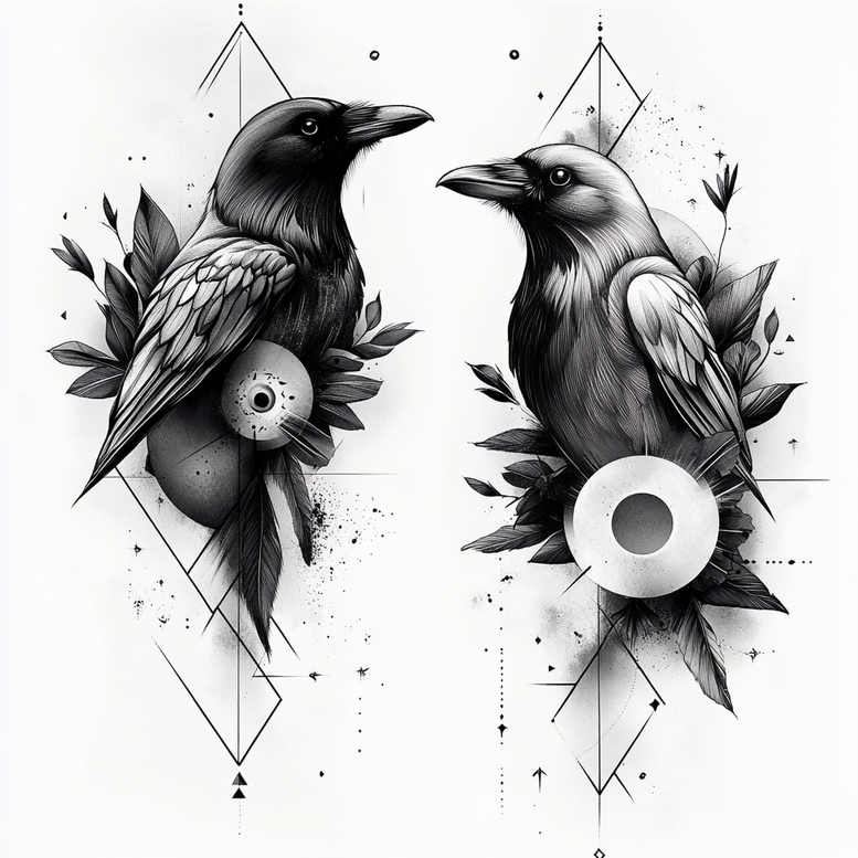 Kruki i wrony - Free tattoo design ideas ai genereted - inkby.ai