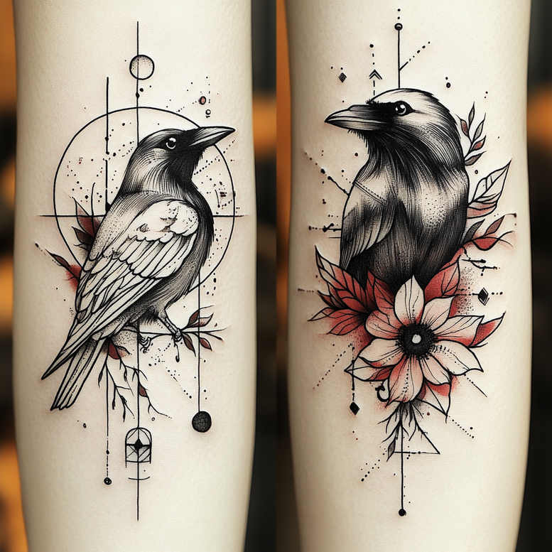 Kruki i wrony - Free tattoo design ideas ai genereted - inkby.ai