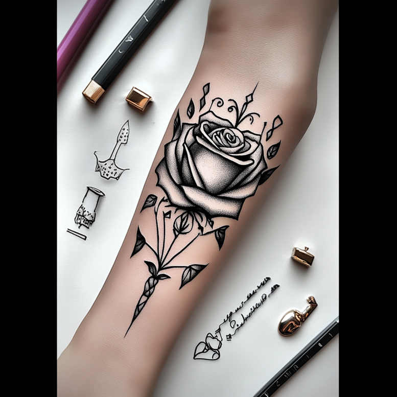 Róże - Free tattoo design ideas ai genereted - inkby.ai
