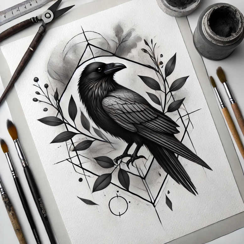 Kruki i wrony - Free tattoo design ideas ai genereted - inkby.ai