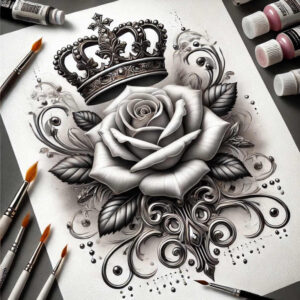 Korony i diamenty - Free tattoo design ideas ai genereted - inkby.ai