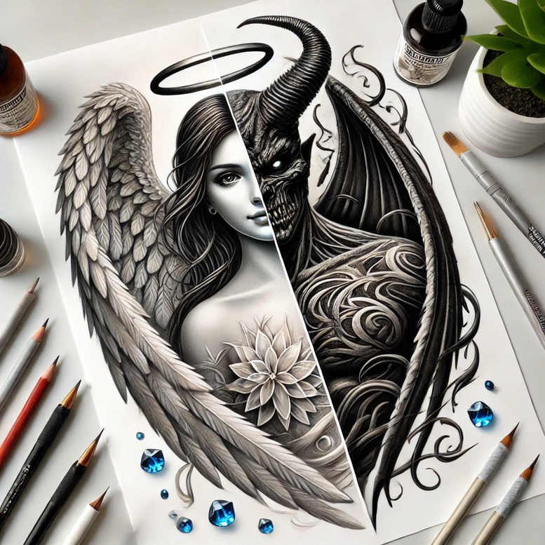 Anioły - Free tattoo design ideas ai genereted - inkby.ai