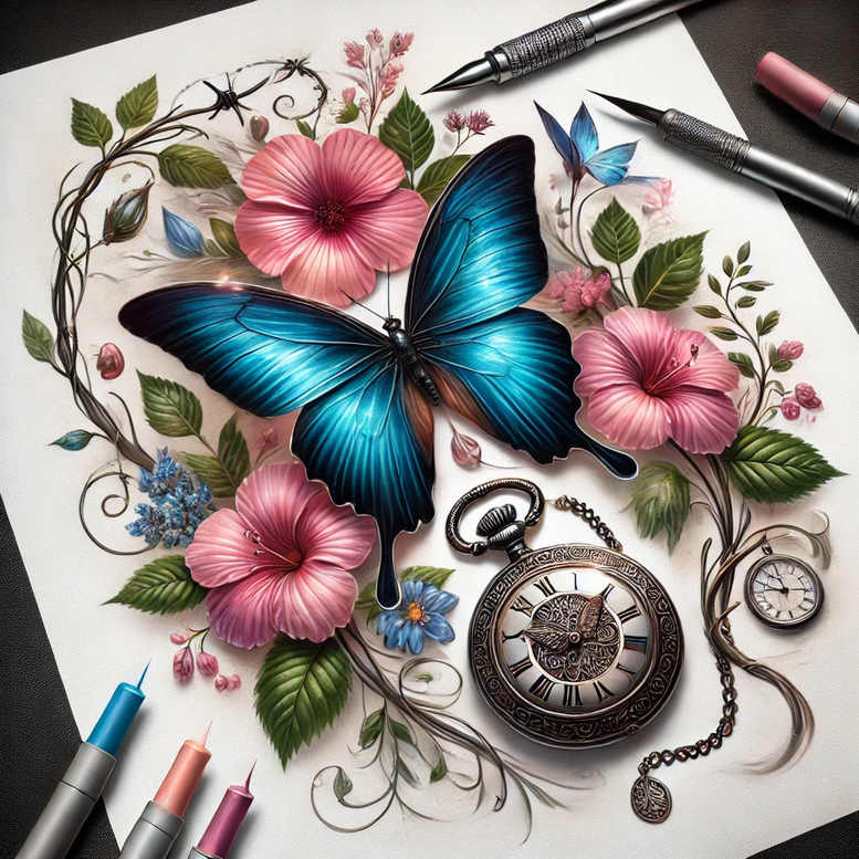Motyle ćmy ważki - Free tattoo design ideas ai genereted - inkby.ai