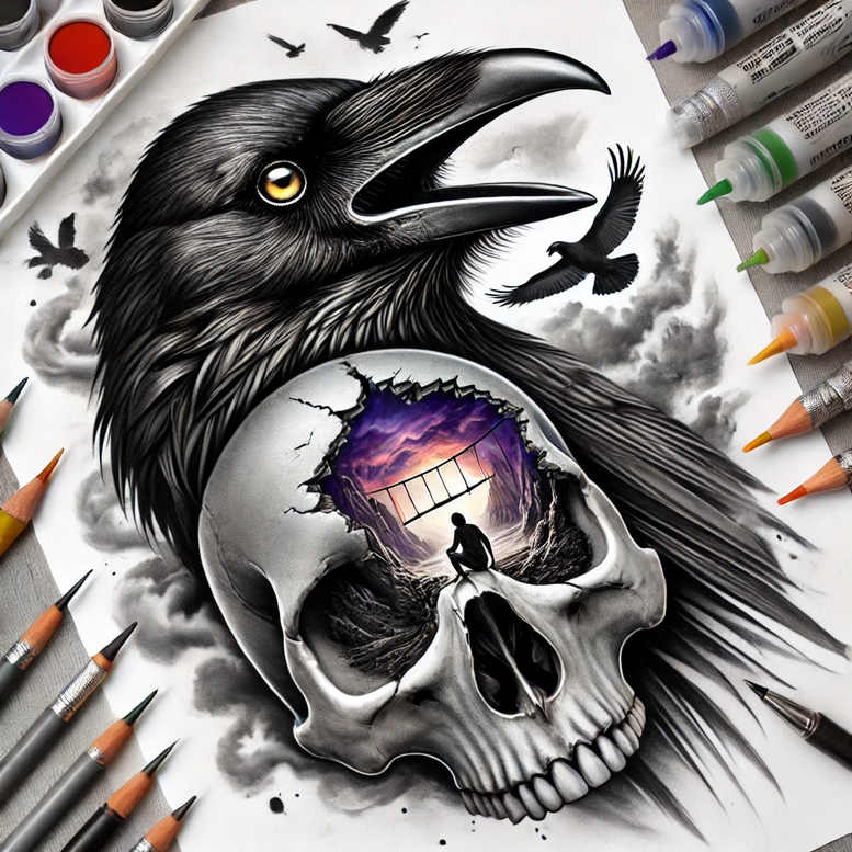 Kruki i wrony - Free tattoo design ideas ai genereted - inkby.ai