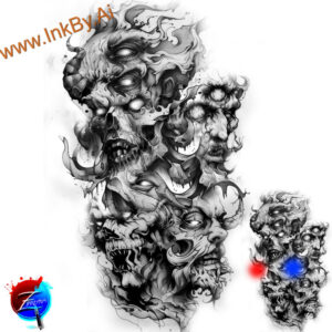 lion-in-shadow – tattoo design ideas free ai generated – neotraditional-saturated-hues – for-scapula – Gallery: lions-inkby-ai