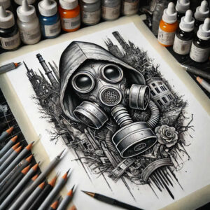 expressive-mask – tattoo design ideas free ai generated – realism-smooth-gradients – for-scapula – Gallery: masks-inkby-ai