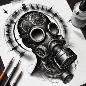feathered-mask – tattoo design ideas free ai generated – surrealism-unreal – for-chest – Gallery: masks-inkby-ai
