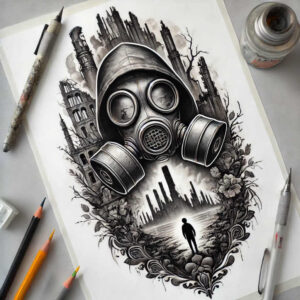 masks tattoo design ideas Surrealism distorted reality theatrical design symbolising strength