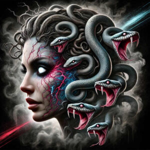 medusa tattoo design ideas Realism clean background mythic power for fingers