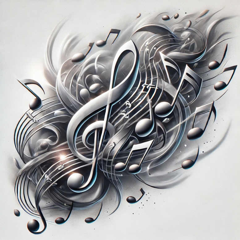 music-and-space – tattoo design ideas free ai generated – open-space – for-forearm – Gallery: music-inkby-ai