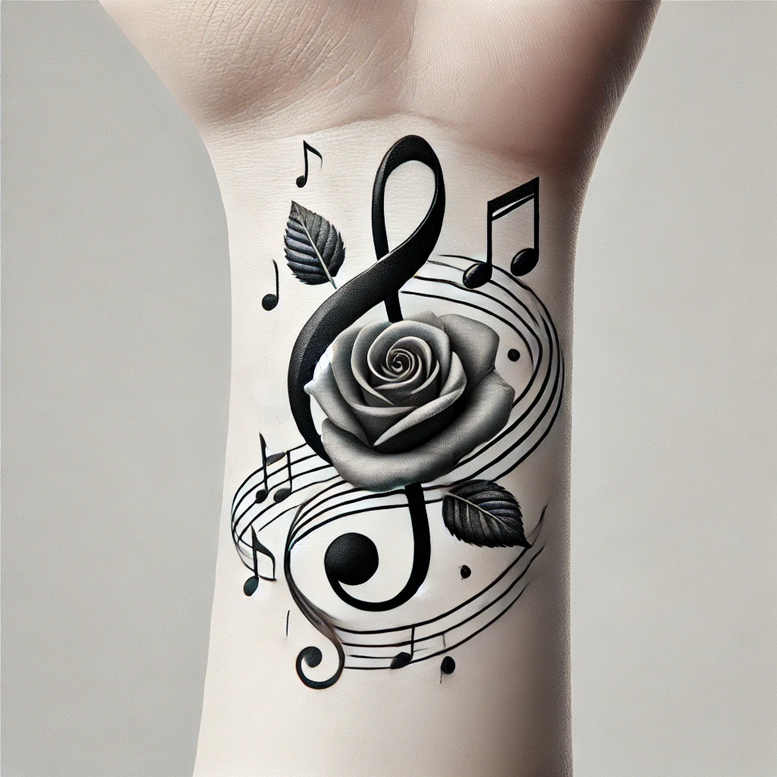 music-and-space – tattoo design ideas free ai generated – precise – for-lower-arm – Gallery: music-inkby-ai