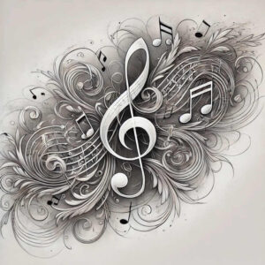 music – tattoo design ideas free ai generated – tiny-motif – for-upper-back – Gallery: music-inkby-ai