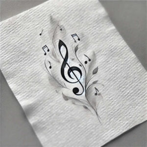 note-with-3d-effect – tattoo design ideas free ai generated – airy-touch – for-upper-shoulder – Gallery: music-inkby-ai