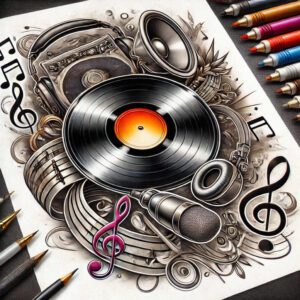 sound-and-vibrations – tattoo design ideas free ai generated – essential – for-shoulder – Gallery: music-inkby-ai