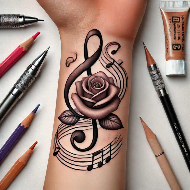 music tattoo design ideas Realism visual accuracy ultra-thin for forearm