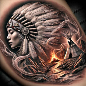 native-cultural-tattoo-surrealism-imperfect-symmetry-for-side-torso – tattoo design ideas free ai generated – Gallery: native-american-women-inkby-ai