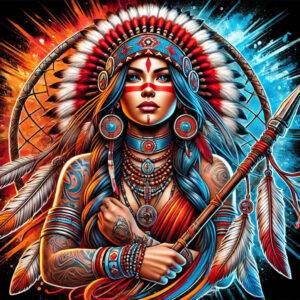 native-abstract-tattoo-neotraditional-layered-inks-for-upper-back – tattoo design ideas free ai generated – Gallery: native-american-women-inkby-ai
