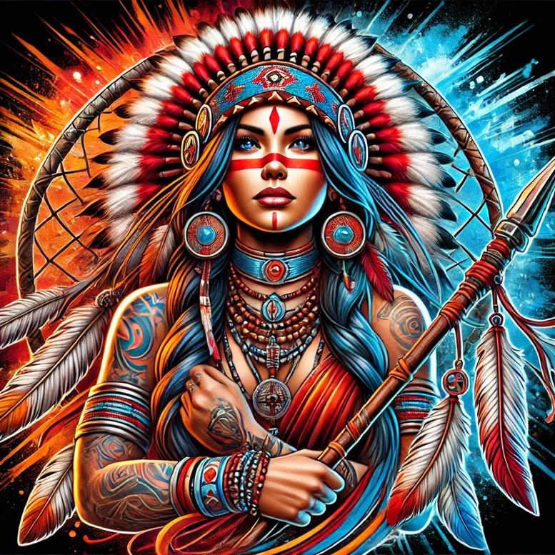 native-abstract-tattoo-neotraditional-layered-inks-for-upper-back – tattoo design ideas free ai generated – Gallery: native-american-women-inkby-ai