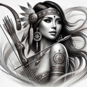 native-american-women tattoo design ideas Realism depth of field feminine for temple