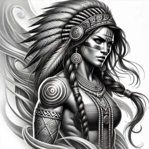 native-american-women tattoo design ideas Realism precise anatomy intricate patterns represents resilience