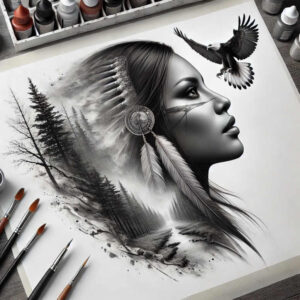 native-american-women tattoo design ideas smooth traditional clothing stands for determination