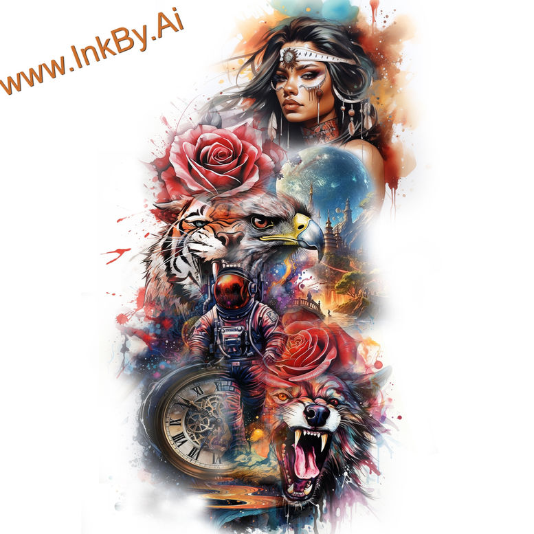 other-animals tattoo design ideas Surrealism symbolic motifs dynamic poses for triceps