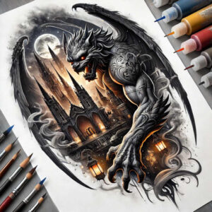 gothic-tattoo – tattoo design ideas free ai generated – realism-sharp-focus – for-shin – Gallery: other-dark-inkby-ai