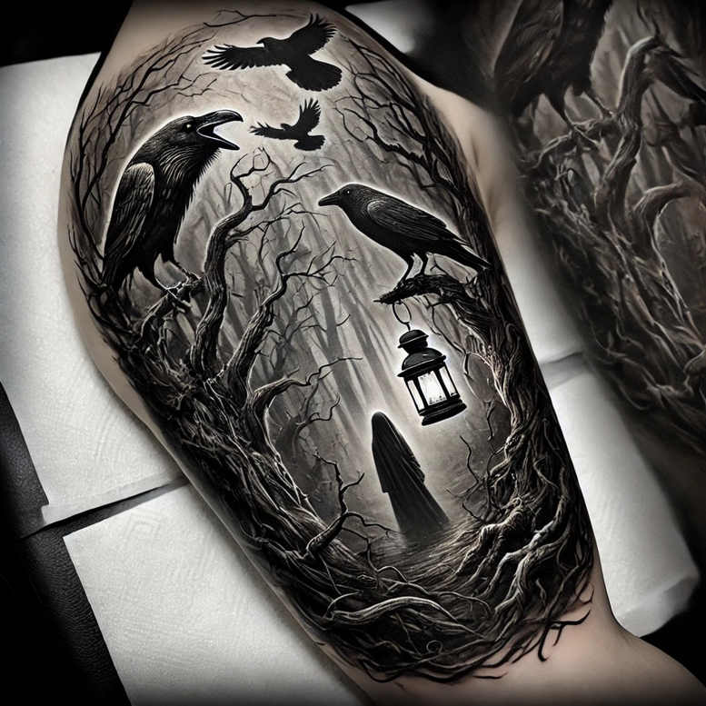 other-dark tattoo design ideas defined outlines cobweb for knee