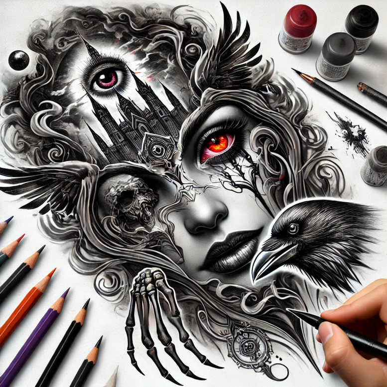 other-dark tattoo design ideas watercolor-style deformed for forearm