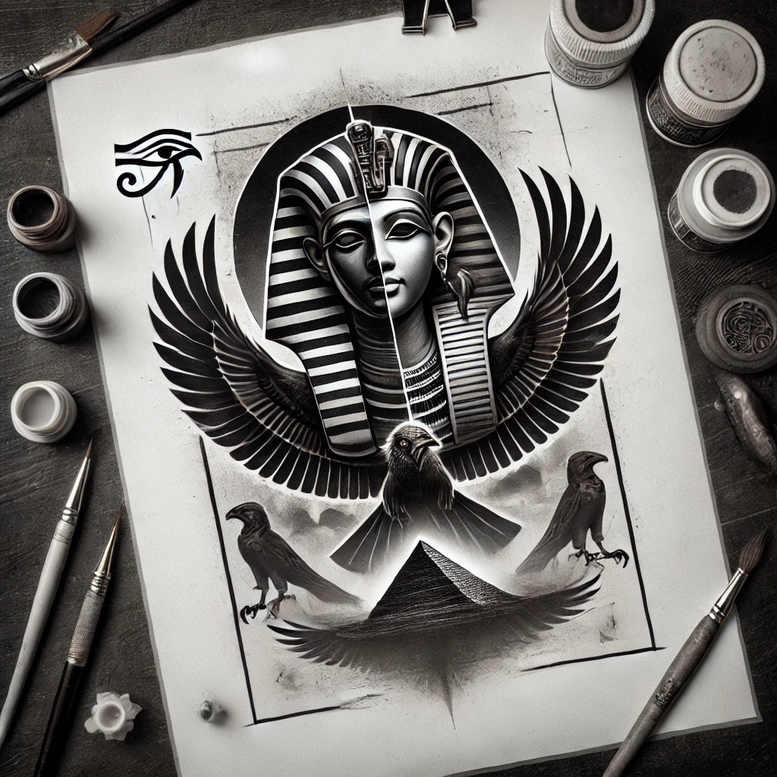 egyptian-light-tattoo-neotraditional-refined-lines-for-hand – tattoo design ideas free ai generated – Gallery: other-egypt-inkby-ai