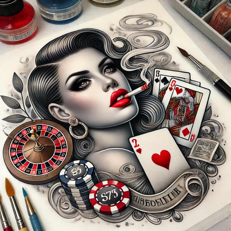 cinema-hobby – tattoo design ideas free ai generated – neotraditional-clean-fill – for-hip – Gallery: other-hobby-inkby-ai
