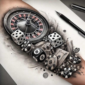 surfing-hobby – tattoo design ideas free ai generated – surrealism-translucent-layers – for-shin – Gallery: other-hobby-inkby-ai