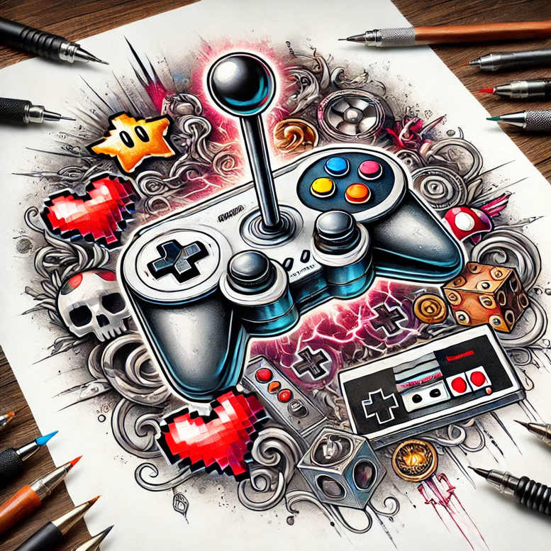 other-hobby tattoo design ideas Surrealism psychological depth hobby symbols for upper thigh