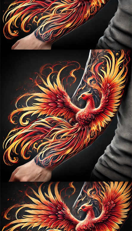flying-phoenix – tattoo design ideas free ai generated – neotraditional-accent-shading – for-stomach – Gallery: phoenix-inkby-ai