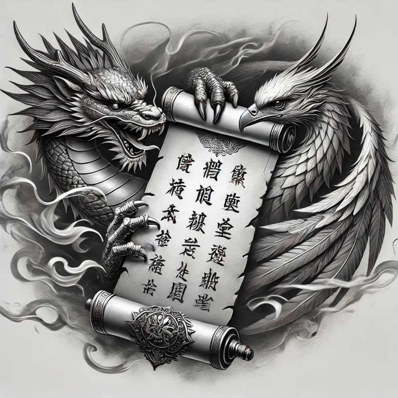 phoenix-and-magic – tattoo design ideas free ai generated – neotraditional-clear-lines – for-lower-back – Gallery: phoenix-inkby-ai