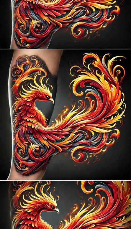 phoenix-fine-line-style – tattoo design ideas free ai generated – neotraditional-bold-texture – for-side – Gallery: phoenix-inkby-ai