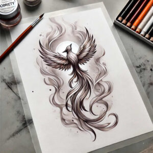 phoenix-natural-look – tattoo design ideas free ai generated – realism-skin-illusion – for-heel – Gallery: phoenix-inkby-ai