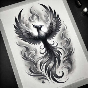 phoenix-symbol-of-rebirth – tattoo design ideas free ai generated – realism-light-reflections – for-abdomen – Gallery: phoenix-inkby-ai