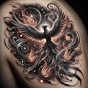 phoenix-with-3d-effect – tattoo design ideas free ai generated – realism-sharp-focus – for-calf – Gallery: phoenix-inkby-ai
