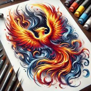 phoenix-with-artistic-detail – tattoo design ideas free ai generated – realism-delicate-highlight – for-elbow – Gallery: phoenix-inkby-ai