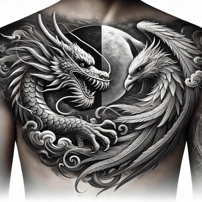 phoenix-with-mystical-symbol – tattoo design ideas free ai generated – neotraditional-rich-shading – for-outer-arm – Gallery: phoenix-inkby-ai