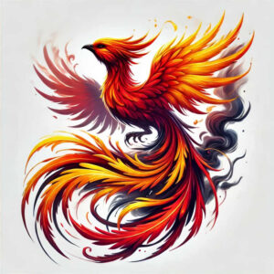 phoenix-with-shadow – tattoo design ideas free ai generated – neotraditional-detailed-textures – for-knee – Gallery: phoenix-inkby-ai